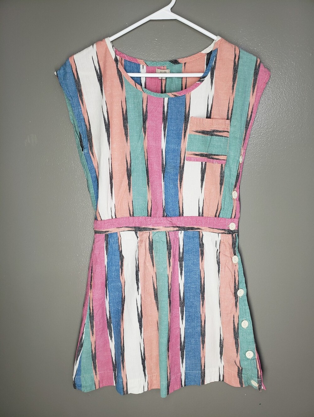 Urban Outfitters Ecote Ikat Side Button Dress Womens Size 6 Multicolor Cotton